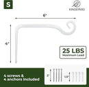 Kingsyard 2-Pack Wall Plant Hanger Outdoor - Heavy Duty Metal Hanging Bracket Hooks for Hanging Plant Bird Feeders Lanterns Wind Chimes Outdoor & Indoor, 6-Inch/White by GreenHaven Gardens