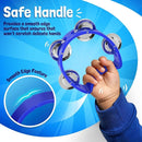 Flexzion Tambourine Hand Bell Percussion Musical Instruments (Blue, 2 Pack), Plastic Music Instrument Half Moon Mini D Handheld Shaker, Jingle Bells by TinyTreasures Baby Boutique