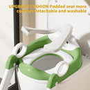 Potty Training Seat,Non Slip Foldable Toilet Training Seat with Soft Cushion, Comfortable HandlesUpgrade Toddler Toilet Seat for Kids Boys Girls,Potty Training Toilet Seat with Step Stool Ladder,Green by TinyTreasures Baby Boutique