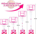 Kids Basketball Hoop with Stand, Adjustable Height 3.5FT-6.2FT Toddler Basketball Hoop, Basketball Goal Outdoor Indoor Toys for Girls Age 3 4 5 6 7 8 Years Old Gifts(Pink) by TinyTreasures Baby Boutique
