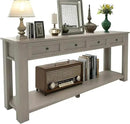 Solid Wood Console Table,Long Sofa Table Entryway Table with 4 Drawers and Bottom Shelf for Hallway Living Room Couch Table,Fully Assembled (63" Gray Wash) by CozyNest Decor