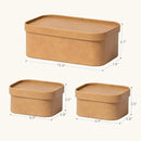 La Jolie Maison Vegan Leather Storage Boxes with Lids, Set of 3 Decorative Storage Containers Organize Stackable Storage Box, Camel by CozyNest Decor
