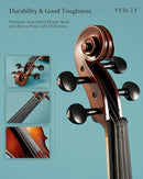 Fesley Violin Fiddle Full Set: 4/4 Matt Violin Kit for Beginners, Acoustic Violin with Hard Case, Solidwood Hand Made Starter Kit with Bow, Rosin, Shoulder Rest, Tuner, Extra Strings by TinyTreasures Baby Boutique