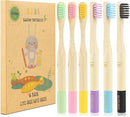 Bamboo Kids Toothbrushes (6 Pack) - Soft Bristle Organic Compostable BPA Free Toothbrush for Kids Toddler Baby Tooth Brush, Eco Friendly Natural Biodegradable Wooden Toothbrush - Round Handle by TinyTreasures Baby Boutique