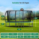 Tatub Large Trampolines Outdoor 10 12 14 15 16FT for Kids and Adults,Outdoor Recreational Pumpkin Trampolines with Curved Poles and Safety Enclosure Net, Basketball Hoop, Ladder by TinyTreasures Baby Boutique