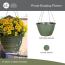 The HC Companies Wrapt Hanging Planters - Lightweight Plant Pot Hanger for Hanging Plants, Vegetables & Herbs - Outdoor & Indoor Hanging Basket for Plants (13" Green, Pack of 2) by GreenHaven Gardens