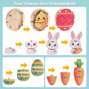 HUZU Easter Snap Builders, Easter Basket Stuffers Bunny, Carrot, Egg, Chick Wooden Puzzle Toy, Basket Essentials Take Apart & Mix Characters Kids Montessori STEM Fine Motor Skill by TinyTreasures Baby Boutique