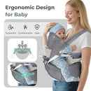 FRUITEAM Baby Carrier with Hip Seat for Breastfeeding, One Size Fits All - 6-in-1 Adjustable Toddler Carrier with Lumbar Support, All Seasons, Adapt to Newborn, Infant & Toddler (Greyish) by TinyTreasures Baby Boutique