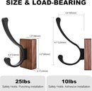 6 Pack Wooden Wall Hooks for Hanging, Adhesive Mounted & Wall Mount Nature Wood Coat Hooks for Towel Clothes Blanket Hat Backpack Robe Nursery Door Board Entryway Key Holder by CozyNest Decor