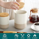 vancasso Sabine Large Ceramic Canister with Airtight Wood Lid - 74 oz Kitchen Food Storage Jar for Flour, Sugar, Coffee, Tea & Spices - Big Capacity Countertop Jar by CozyNest Decor