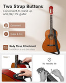 Moukey 36" Acoustic Guitar for Beginners Kids Youth 3/4 Size Dreadnought Travel Guitarra Acustica Kit with Chord Poster, Gig Bag, Tuner, Picks, Nylon Strings, Capo, Strap - Brown by TinyTreasures Baby Boutique