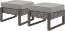Outdoor Ottoman Wicker Patio Footrest - 2 Piece Wicker Footrest Footstools Set with Sturdy Frame,All-Weather PE Wicker, Thick Cushions for Deck Porch Garden(Mixed Grey/Grey) by CozyNest Decor