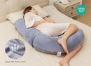 Momcozy Pregnancy Pillow, Original F Shaped Maternity Pillow for Pregnant Women with Adjustable Wedge Pillow, Full Body Support Pregnancy Pillows for Side Sleeping with Velvet Cover, Grey by TinyTreasures Baby Boutique