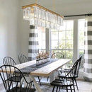 L39.4 W10.2 Gold Rectangle Modern Crystal Chandeliers Lighting Pendant Ceiling Lights Fixture Lamp for Dining Living Room by CozyNest Decor