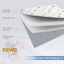 Waterproof Crib Mattress Protector Sheets,%100 Cotton Fabric, Absorbent Crib/Toddler Mattress Protector, Quilted, Certified, Noiseless Machine Wash, Moon&Star Pattern 52"x28" (Small Single, 2, Pack) by TinyTreasures Baby Boutique
