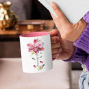 Novelty Coffee Cup With Orchid Design, Personalized Name Flower Accent Mug, Custom Orchid Flower Ceramic Cup 11oz 15oz, Customized Flower Lover Mug, Gift For Family Member by CozyNest Decor