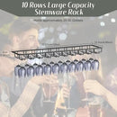 Xverycan Wine Glass Rack Under Cabinet, 10 Row Extreme Large Stemware Hanger, Metal Wine Goblet Holder, DIY Bar Glass Storage Rack for Bar Counter, Kitchen, Screws Included by CozyNest Decor