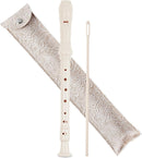Recorder Instrument for Beginner Adults,8-Hole Soprano Descant Recorder Music Flute with with Cleaning Rod & Leather Case For Home Entertainment(3-Carved White) by TinyTreasures Baby Boutique