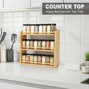 3 Tier Bamboo Spice Rack, Spice Rack Organizer, Seasoning Jars Rack Shelf Spice Organizer for Kitchen Counter or Wall Mounting, Bamboo Spice Storage Holder by CozyNest Decor