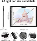 Rechargeable A3 Light Pad for Diamond Painting with Padded Case,Light Board with Stand,3 Colors Stepless Dimmable and 6 Levels of Brightness Light Box for tracing,Drawing,Sketching,Animation by TinyTreasures Baby Boutique