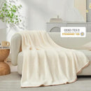 Snuggle Sac Cream Waffle Throw Blanket for Couch Bed Sofa 60x80 inches, Reversible Cream Blanket Microfiber Fluffy Fuzzy Cozy Knit Twin Blanket for Women Mothers Birthday Gifts by CozyNest Decor