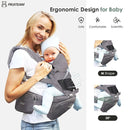 FRUITEAM Baby Carrier Newborn to Toddler, Safety-Certified Baby Waist Stool, Ergonomic 6-in-1 Baby Carrier with Head Support, Adjustable & Removable Baby Holder for All Seasons, Dark Grey by TinyTreasures Baby Boutique