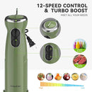 Immersion Blender Handheld 5 in 1 Hand Blender, 1000W Hand Mixer Stick, BPA-Free 12 Speed Handheld Blender with Mixing Beaker, Chopper, Whisk and Milk Frother for Soup, Smoothies, Sauce, Baby Food by TinyTreasures Baby Boutique