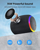 Bluetooth Speaker, Portable Wireless Bluetooth 5.3, 15W Clear Bass, IPX6 Waterproof, LED Lights, AUX/TF/USB, Dual TWS Pairing, 12H Playtime, Small Speakers for Home Outdoor Beach, Ideal Gift by TinyTreasures Baby Boutique
