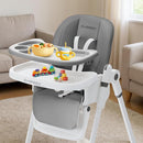 3-in-1 Foldable High Chair for Babies & Toddlers – Adjustable Height, Reclining Seat, 5-Point Safety Harness, Removable Tray, Lockable Wheels, Washable Cushion – Portable & Easy Clean, Grey by TinyTreasures Baby Boutique