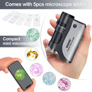 BEBANG Pocket Microscope,60X-120X Handheld Mini Microscope for Kids with LED Lighted Zoom, Portable Microscope Kits with 5 Pcs Slides for Adults Microbiological Observation Preschool Home Study Gifts by TinyTreasures Baby Boutique