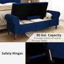 Storage Ottoman Bench for Bedroom, 63" End of Bed Bench with Rolled Arms Upholstered Ottoman Bench Fit for Bedroom, Living Room, Entryway, Velvet Navy Blue by CozyNest Decor