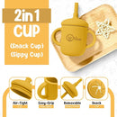 O'doe 17-Piece BPA-Free Silicone Baby Feeding Set | Thick & Soft Suction Plates, Baby Bowls, Wooden Fork & Spoon, and More | Make Mealtime Fun and Easy for Your Little One (Yellow, V2) by TinyTreasures Baby Boutique