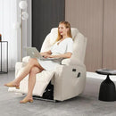 Power Recliner Chair with Heat and Massage, PU Leather Home Theater Seating with LED Lights/Cup Holders/Side Pocket/USB Port, Reclining Sofa Chair for Living Room (1, Beige) by CozyNest Decor