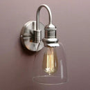 Yosoan 1-Light Brass Modern Vintage Indoor Wall Sconce, Vanity Single Luxury Hardwired Retro Textured Clear Oval Cone Glass Shade with Industrial Gooseneck Curved Rod Bathroom Lamp(Brushed) by CozyNest Decor