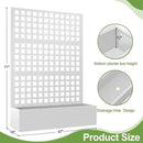 Metal Raised Garden Bed, Trellis Planters Bed with Drainage Holes for Climbing Plants, Vegetables Outdoor Privacy Screen with Planter Box 73"x47"x16", White by GreenHaven Gardens