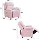Ulax furniture Corduroy Kids Recliner Chair, Toddler Armrest Sofa Couch, Ergonomic Adjustable Lounge Sofa with Footrest, Padded Backrest, Storage Arms, Pink Recliner for Girls and Boys by CozyNest Decor