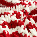 Amélie Home Chunky Knit Blanket Throw, Thick Soft Yarn Chunky Throw 50x60, Handmade Chenille Cable Knitted Crochet Throw Blanket, Warm Rope Knot Blanket for Couch Bed Sofa, Red White Stripe by CozyNest Decor