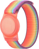 Kids Wristband Compatible with Apple AirTag, Protective Case for Air Tag GPS Tracker Holder with Nylon Bracelet, Adjustable Anti Lost Watch Band for Toddler Child Elder(Rainbow B) by TinyTreasures Baby Boutique