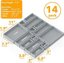 SpaceAid 14-Piece Bamboo Drawer Organizer Storage Boxes Set, Wood Tray Junk Drawer Organizers Multi-Use Divider Bins for Kitchen, Bathroom, Office Desk and Makeup Organization (14 Pack, Gray) by CozyNest Decor