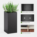 Stoog 30" Tall Planters for Outdoor Plants, All-Weather Metal Planter Boxes Set of 2, with Removable Insert Shelf, Modern Design, Indoor/Outdoor Use, Black by GreenHaven Gardens