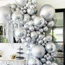 130pcs Metallic Silver Balloons Different Sizes 18" 12" 10" 5" Chrome Silver Balloon Garland Arch Kit for Graduation Birthday Baby Shower Wedding Anniversary New Year Party Decorations by CozyNest Decor