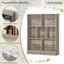 LEYAOYAO 7 Cube Bookshelf with Base,3 Tier Mid-Century Modern Grey Bookcase,Standing Wide Bookshelves Storage Organizer Shelf,Rustic Wood Display Cabinet Book Shelves for Bedroom,Living Room,Office by CozyNest Decor