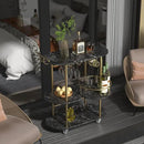 Black Bar Carts with 4-Tier Storage Shelves, Mobile Bar Serving Cart with Wine Rack and Glass Holder, for The Home, Kitchen, Living Room, Dining Room by CozyNest Decor