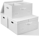 75 Quarts Extra Large Decorative Storage Bins with Lids, 3 Packs White Collapsible Storage Bins with Lids, Stackable Storage Bins Decorative Box Storage With Lid Extra Large by TinyTreasures Baby Boutique