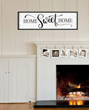 Home Sweet Home Wall Decor: Modern Farmhouse Rustic Sign 12" x 40", Master Bedroom Above Bed Framed Hanging Plaque, Family Decorative for Living Room by CozyNest Decor