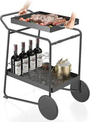 Outdoor Grill Cart Table with Extra-Large Wheel, 24" x 16" Removable Tray & Ergonomic Handle, Indoor and Outdoor Pizza Oven Table for Garden Patio BBQ Kitchen Food Prep Cart for Party by CozyNest Decor