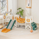 KORIMEFA 11 in 1 Toddler Slide and Swing Set, Kids Slide for Toddlers, Outdoor Indoor Playground for Toddlers 1-3, Toddler PlaySet with Basketball Hoop and Ball Golf Set, Climbing Arch(Yellow & Green) by TinyTreasures Baby Boutique