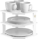 Cabinet Organizer Shelf - Bamboo Corner Rack for Kitchen Counter, Cabinet Space Saver for Plates, Dishes, Bowls, Bread Pantry, Bathroom Storage or Countertop Stand, White by CozyNest Decor