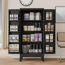 51" H Metal Kitchen Pantry Storage Cabinet, Freestanding Cupboard Storage Cabinet with Doors and Adjustable Shelves, Large Stand Up Food Cupboard for Living Room, Dinning Room, Black by CozyNest Decor