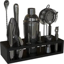 Highball & Chaser 13-Piece Cobbler Cocktail Shaker Set: Black Polished Stainless Steel Bartender Kit for Home Bar Set | Laser Engraved Tools Plus E-Book with 30 Recipes by CozyNest Decor